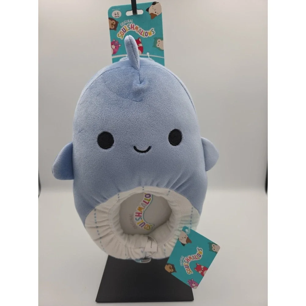 Squishmallow Samir The Whale Plush Slippers Youth Size 4/5 Blue Jazwares NEW